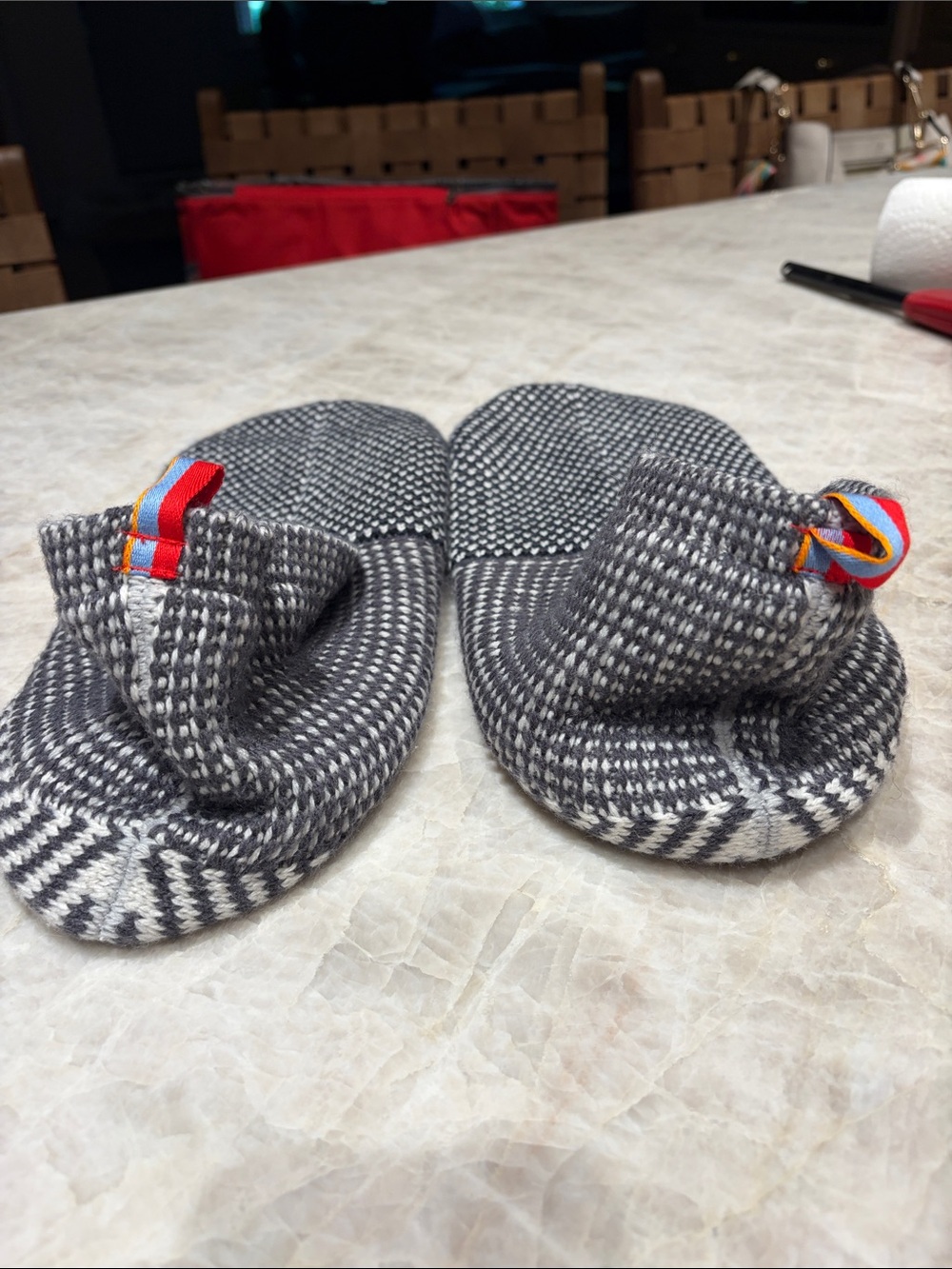 Bombas Black and White Knit Low-Cut Casual Sock Gripper Slippers - Picture 5 of 5